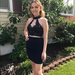 Navy Blue Short Prom Dress